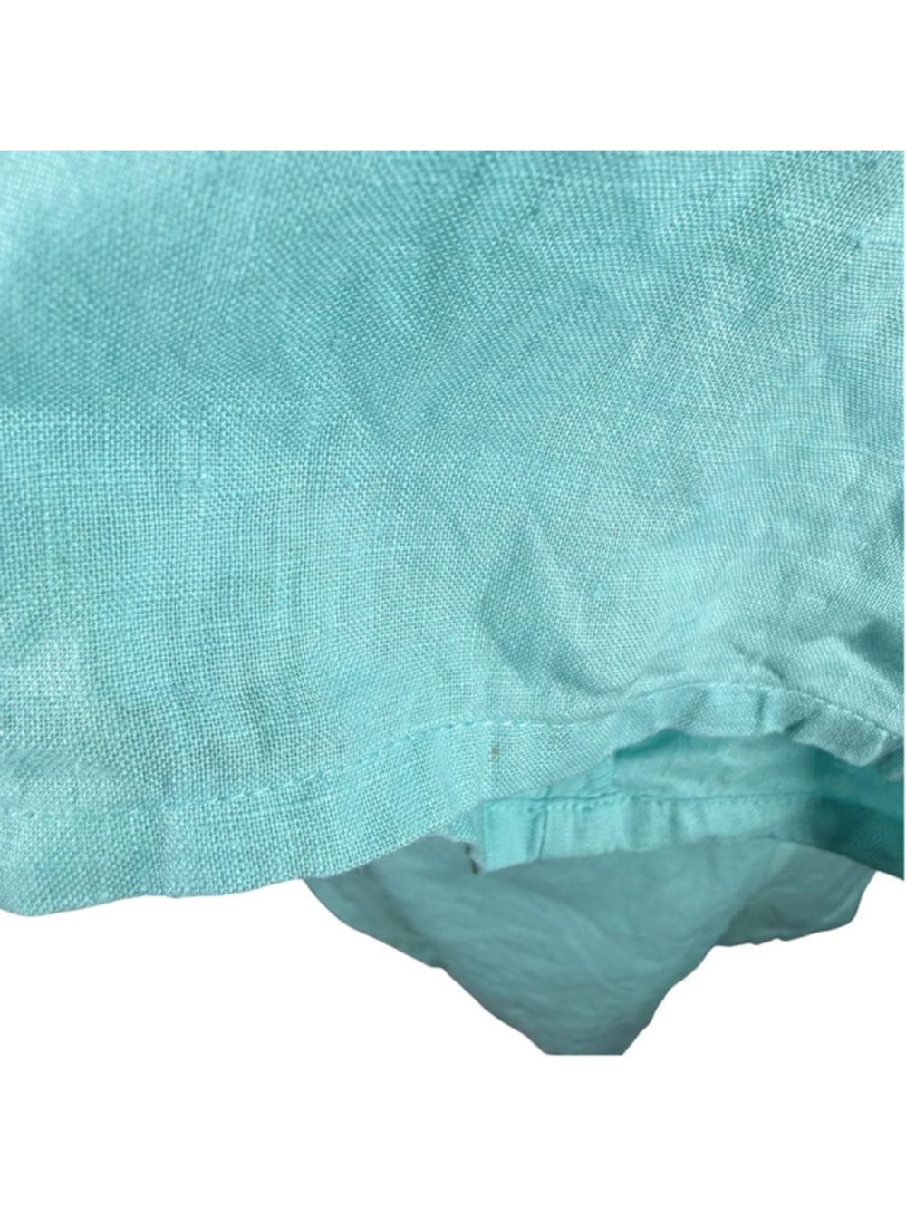 Eileen Fisher System Irish Linen Top Turquoise Pin Tuck Blouse Relaxed Size L - Picture 6 of 10
